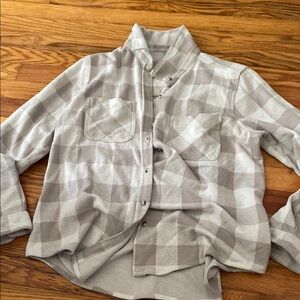 Beachlunchlounge Taupe Plaid Shirt